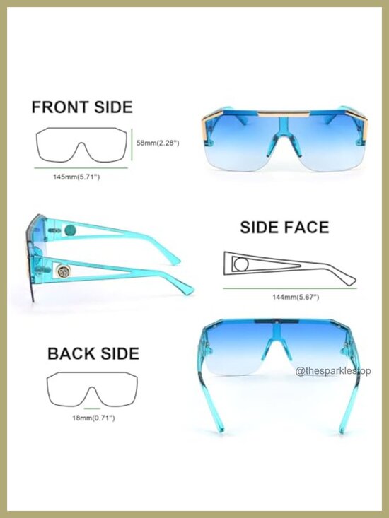 Square Oversized Sunglasses for Men Women Flat Top UV400 main image 5